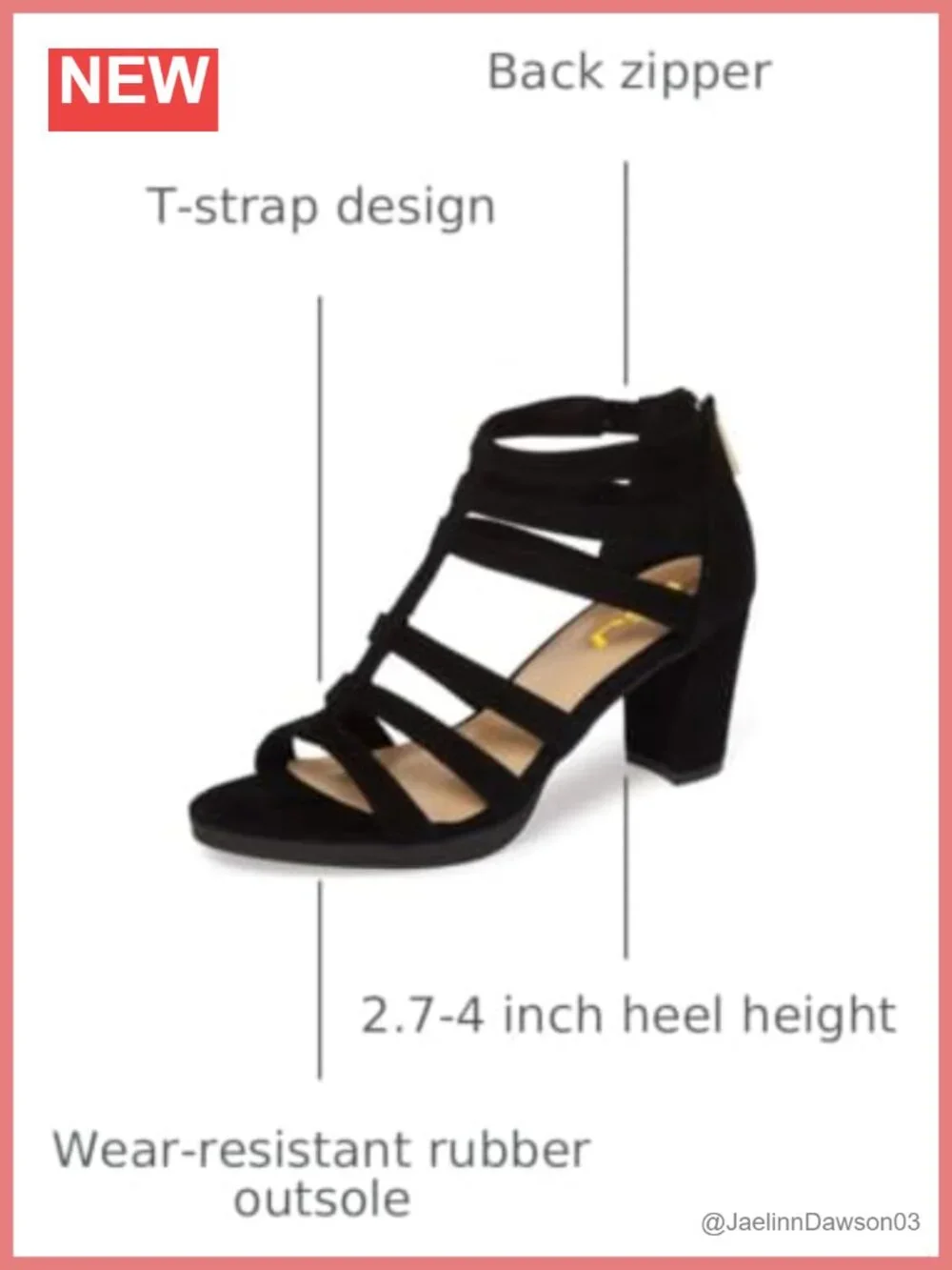 Women Chunky Mid High Heel Sandals Open Toe T-Strap Pumps Cutout Dress Party